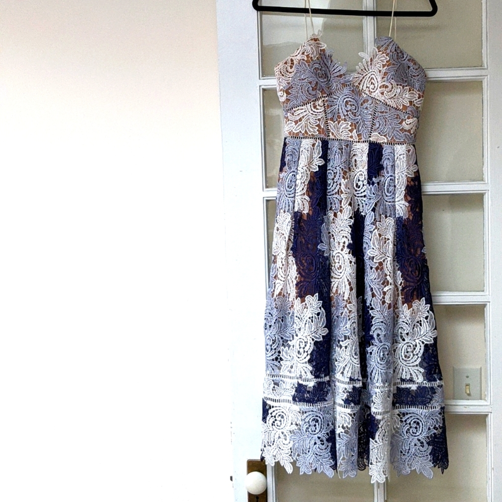 SELF-PORTRAIT Camellias Lace Midi Dress, Lavender Multicolor ☆ﾟ.*･｡ﾟ